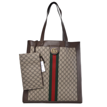 Gucci GG Supreme Monogram Web Large Ophidia Vertical Shopping Tote Brown 3 of 9