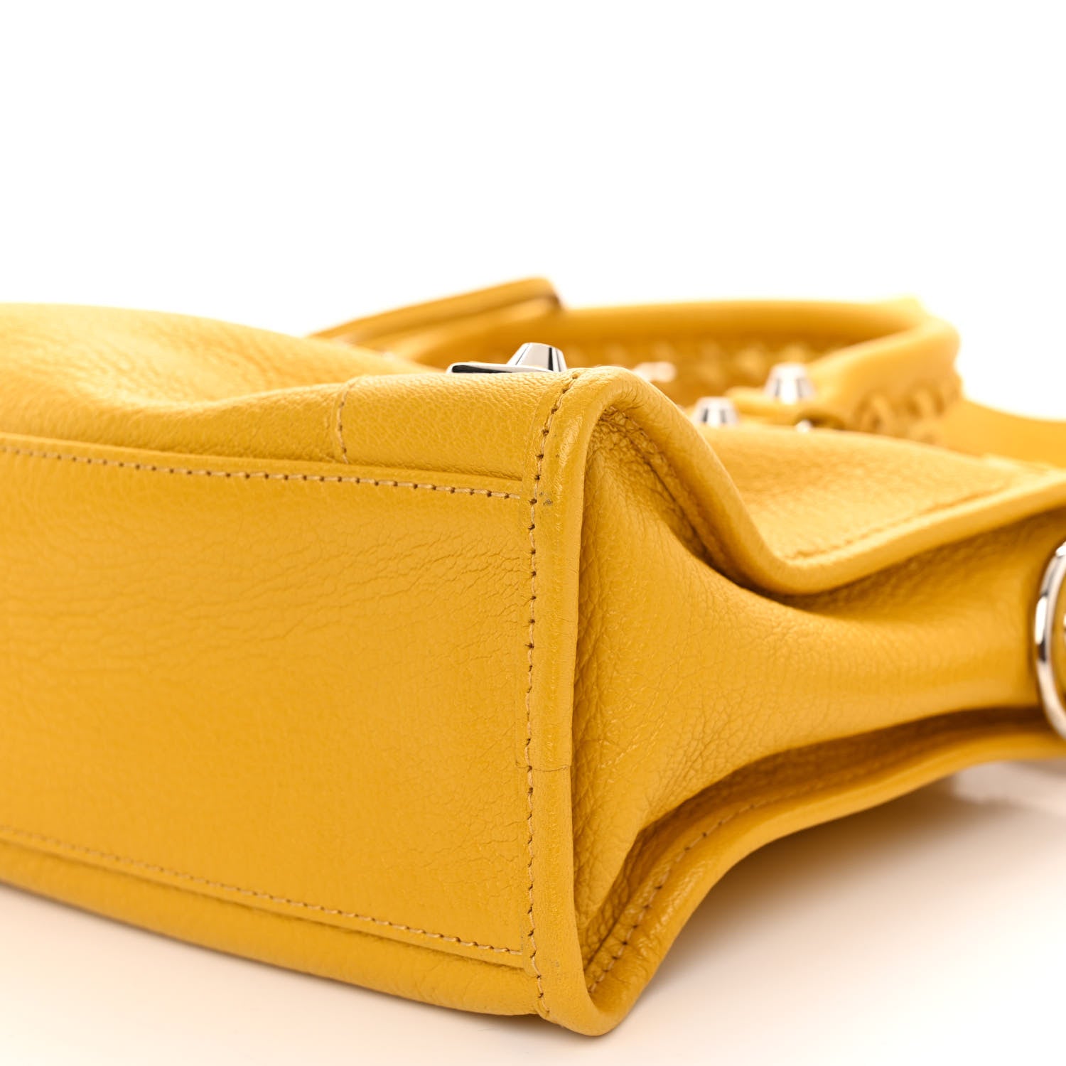 Balenciaga Chevre Silver Metallic Edge Hardware S City Jaune Epi 9 of 9