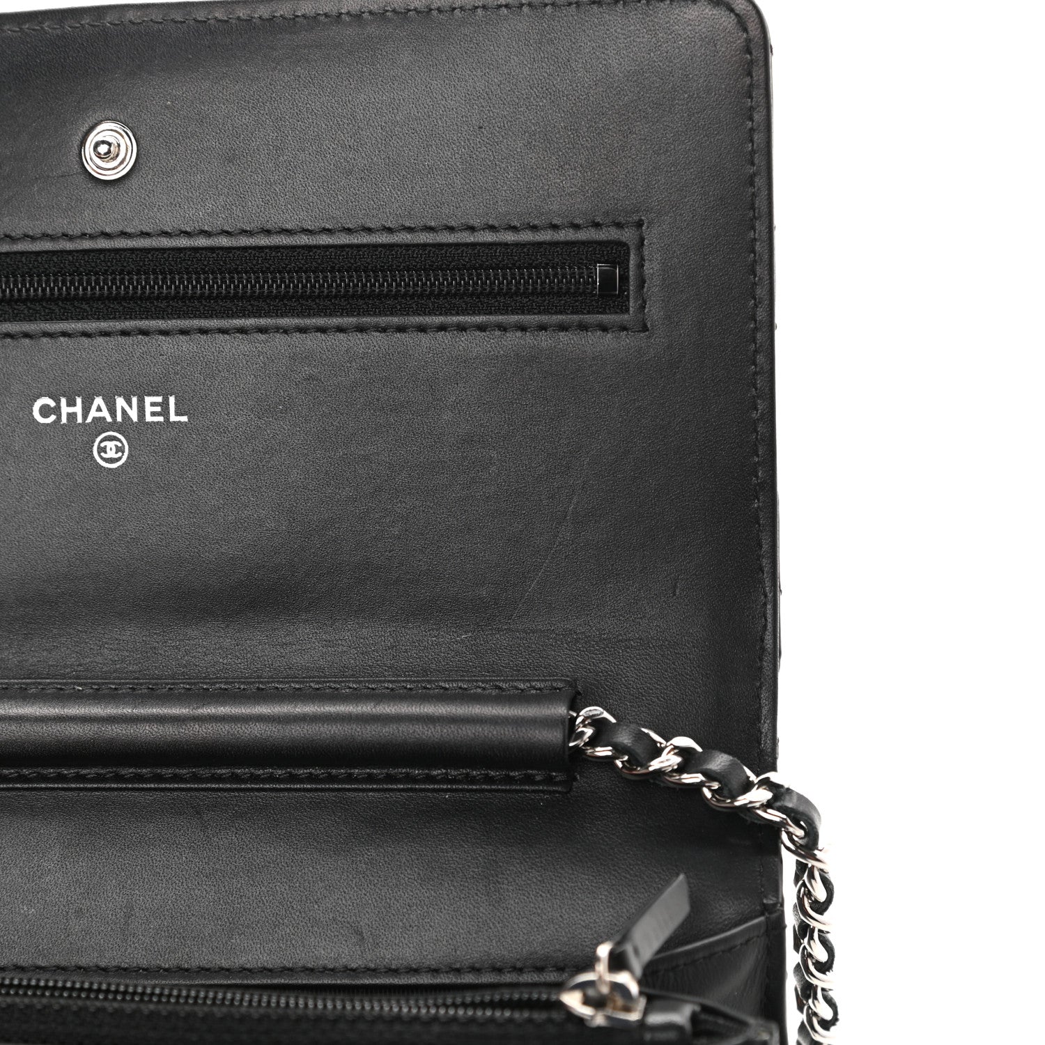 Chanel Patent Quilted Wallet On Chain WOC Black 12 of 12
