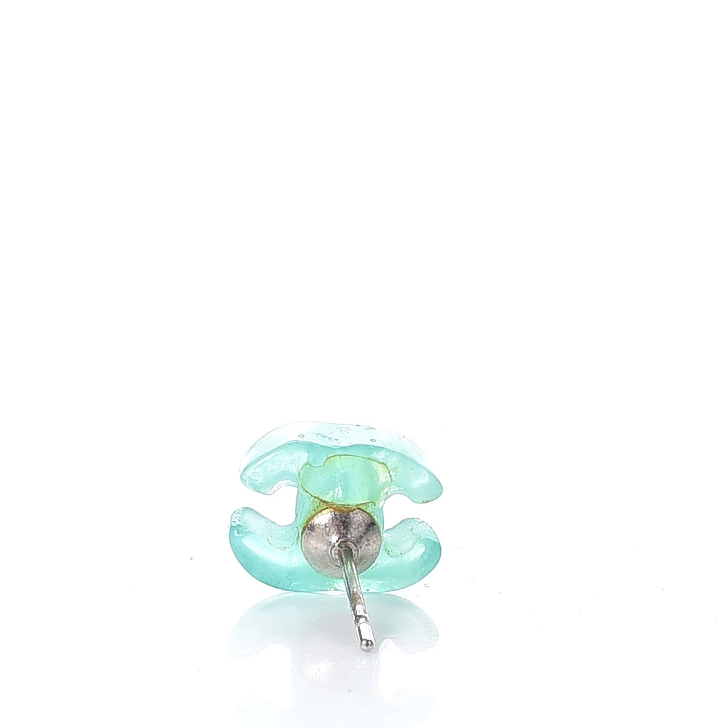 Chanel Resin Mini CC Earrings Light Green 5 of 6