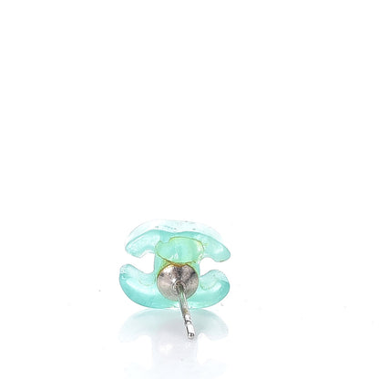 Chanel Resin Mini CC Earrings Light Green 5 of 6