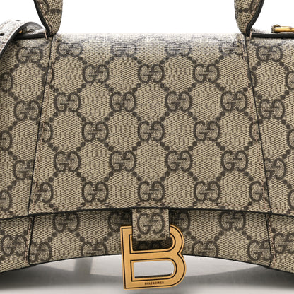 Balenciaga X GUCCI GG Supreme Monogram Small Hourglass Top Handle Bag Beige Ebony 8 of 10
