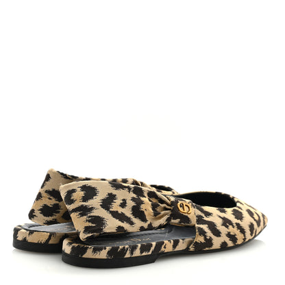Christian Dior Nylon Leopard Print Mizza Slingback Flat 40 Beige Multicolor 4 of 7