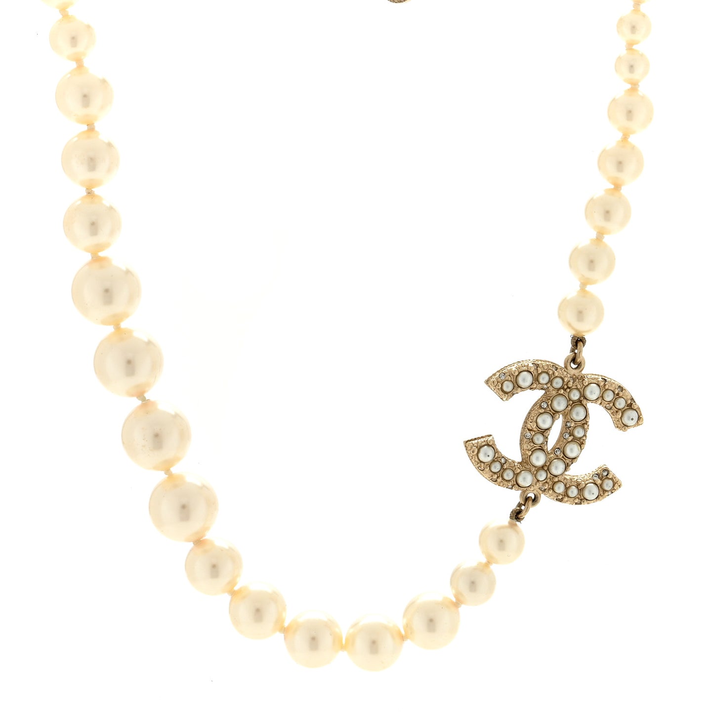 Pearl CC 100th Anniversary Necklace Light Gold