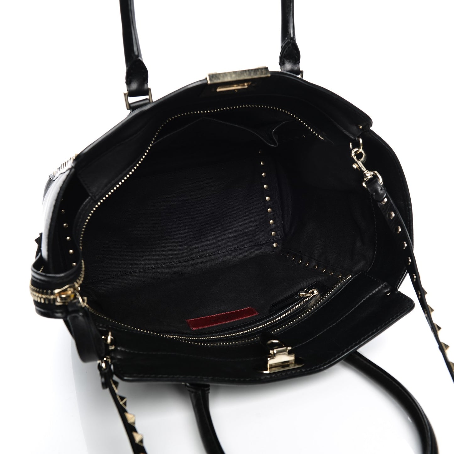 Vitello Rockstud Double Handle Tote Black