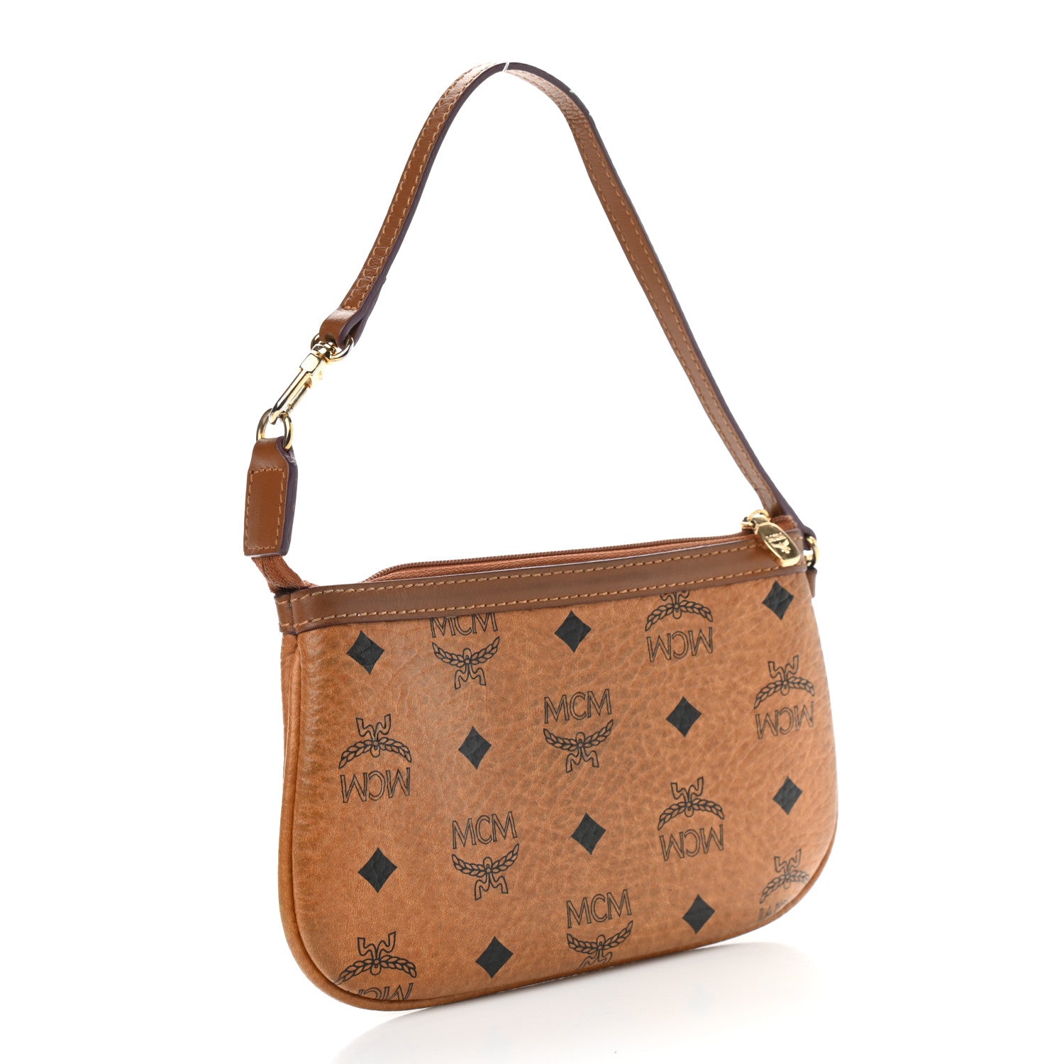 MCM Visetos Wristlet Pouch Cognac 3 of 8