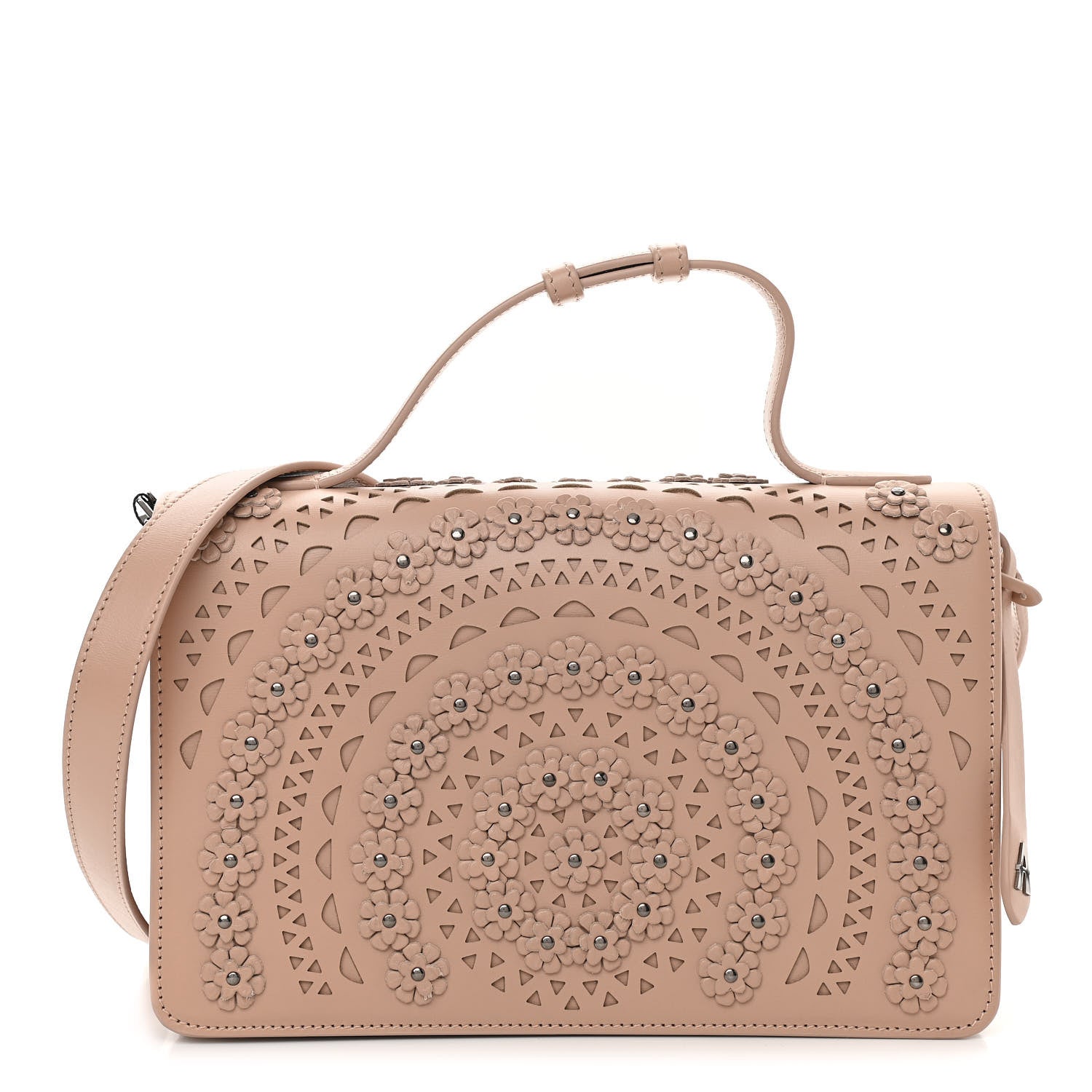Alaia Calfskin Laser Cut Studded Medium Franca Crossbody Sable 1 of 13