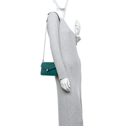 Bulgari Calfskin Serpenti Forever Chain Wallet Emerald Green 2 of 12