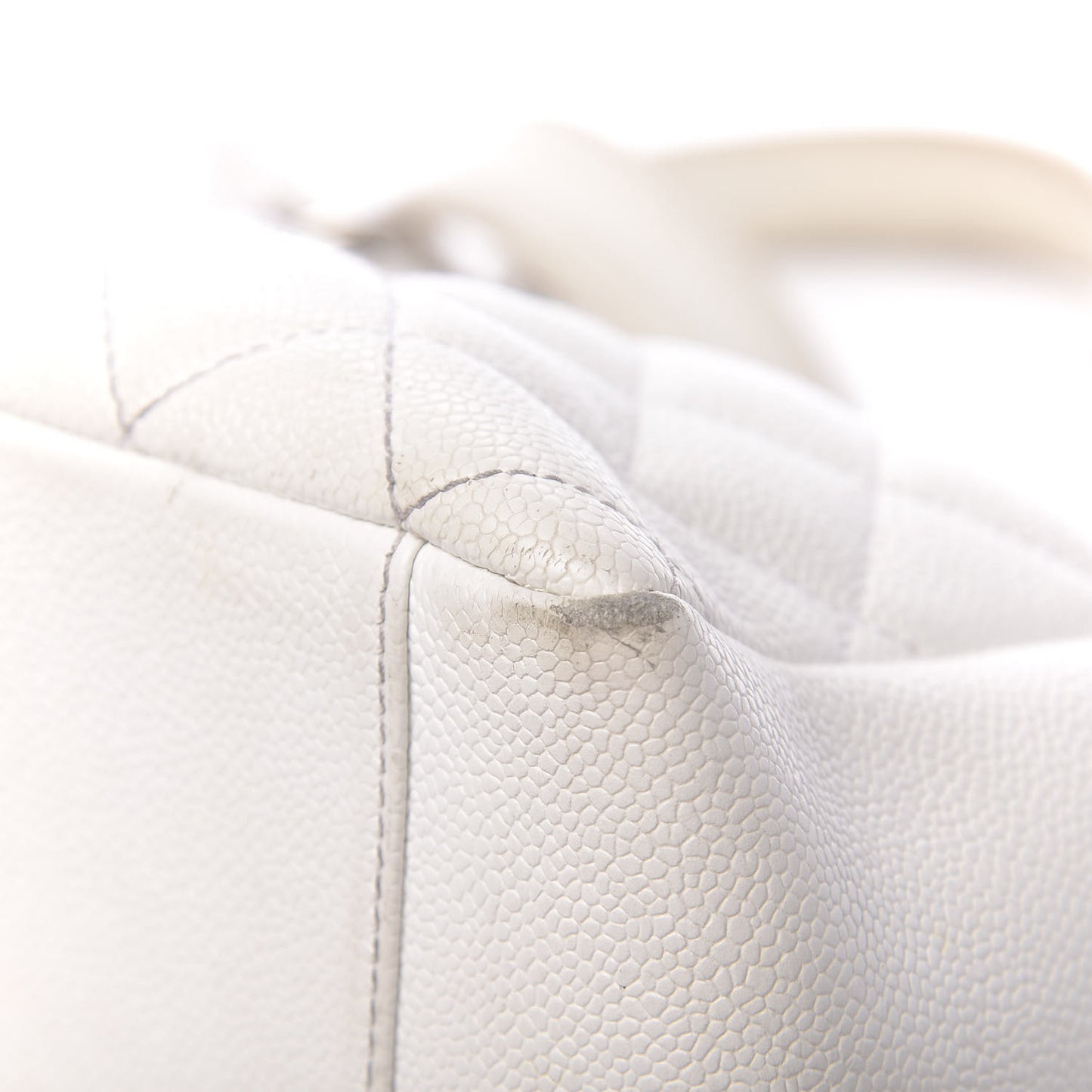 Caviar Quilted Grand Shopping Tote GST White