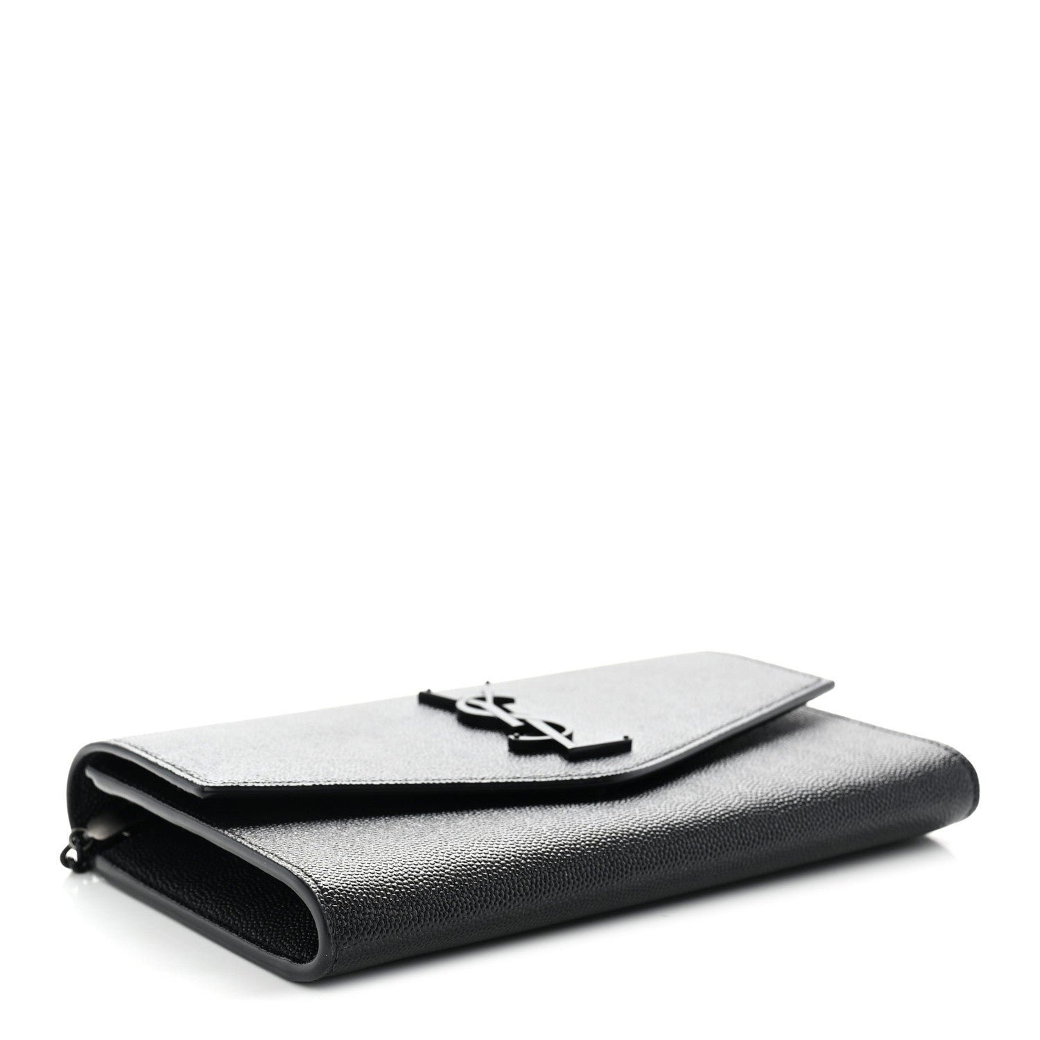 Saint Laurent Grain De Poudre Monochrome Uptown Chain Wallet Black 4 of 11