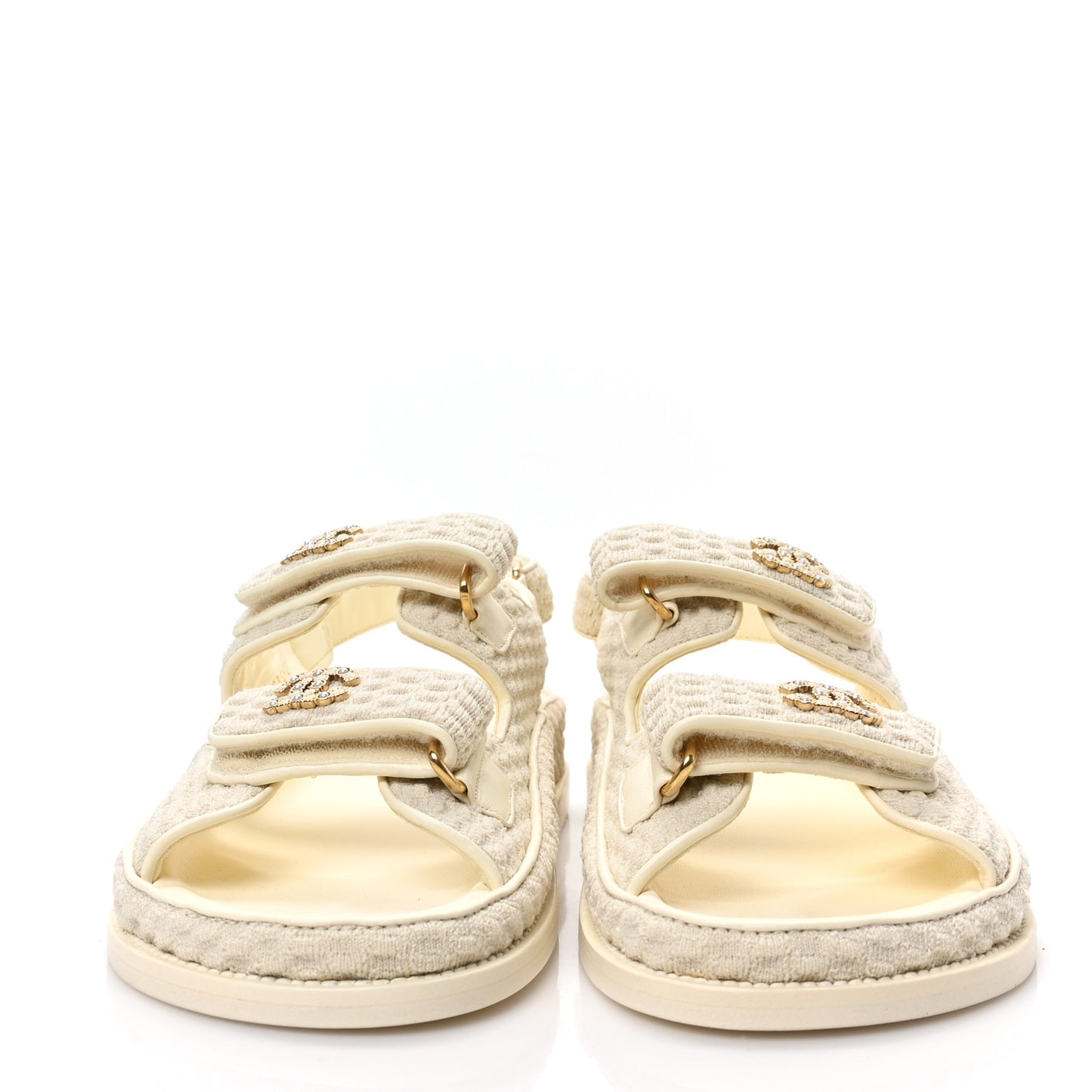 Knit Fabric Velcro Dad Sandals 37.5 Ivory