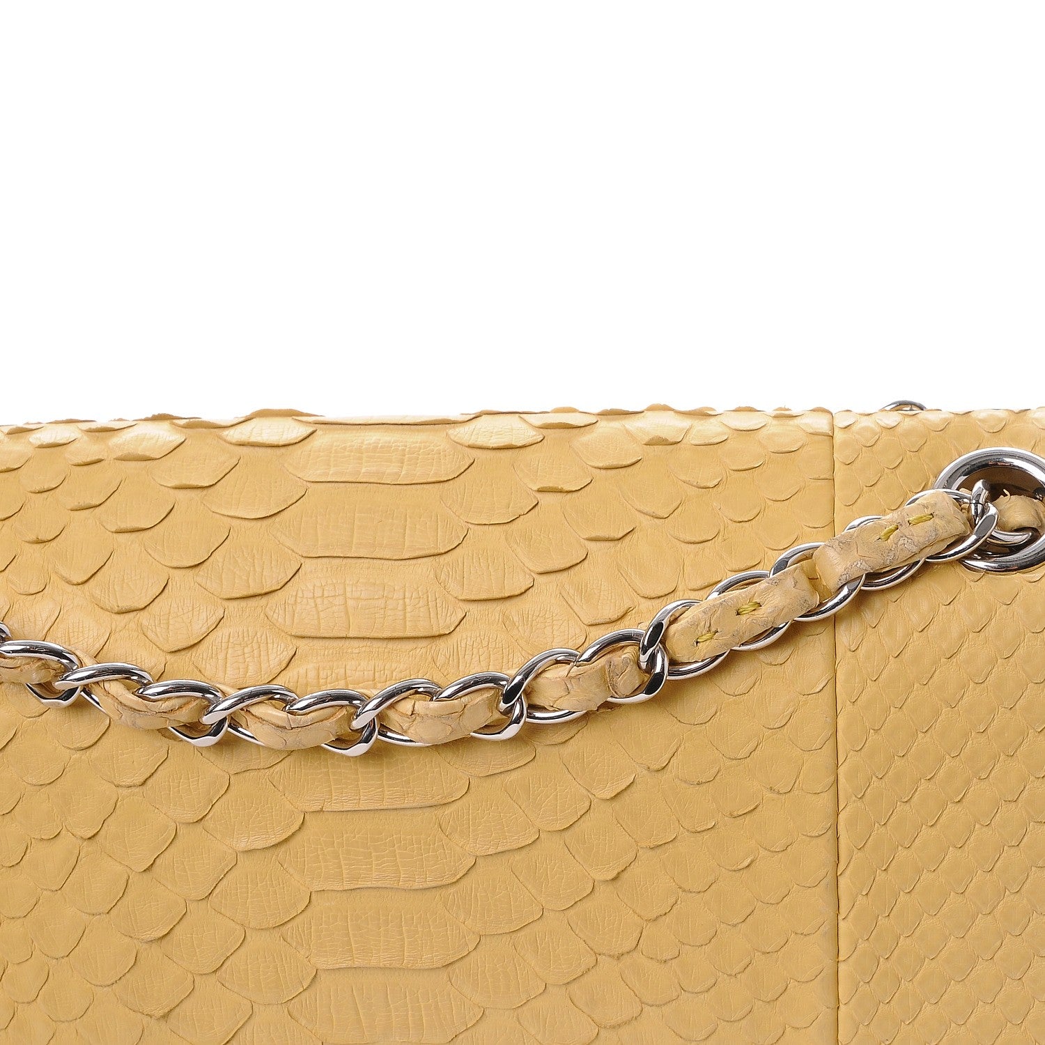 Chanel Python Medium Double Flap Yellow 8 of 14