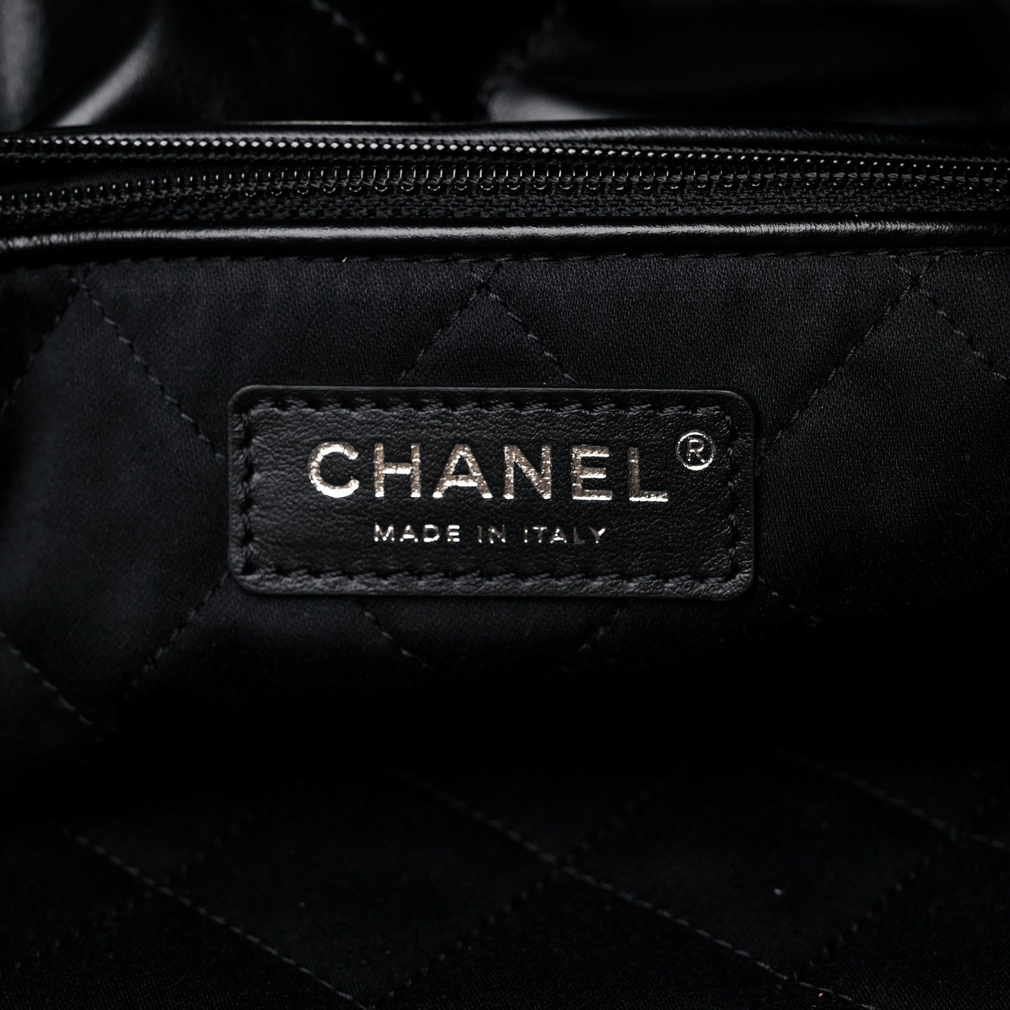 Shiny Calfskin Quilted Large Chanel 22 Black