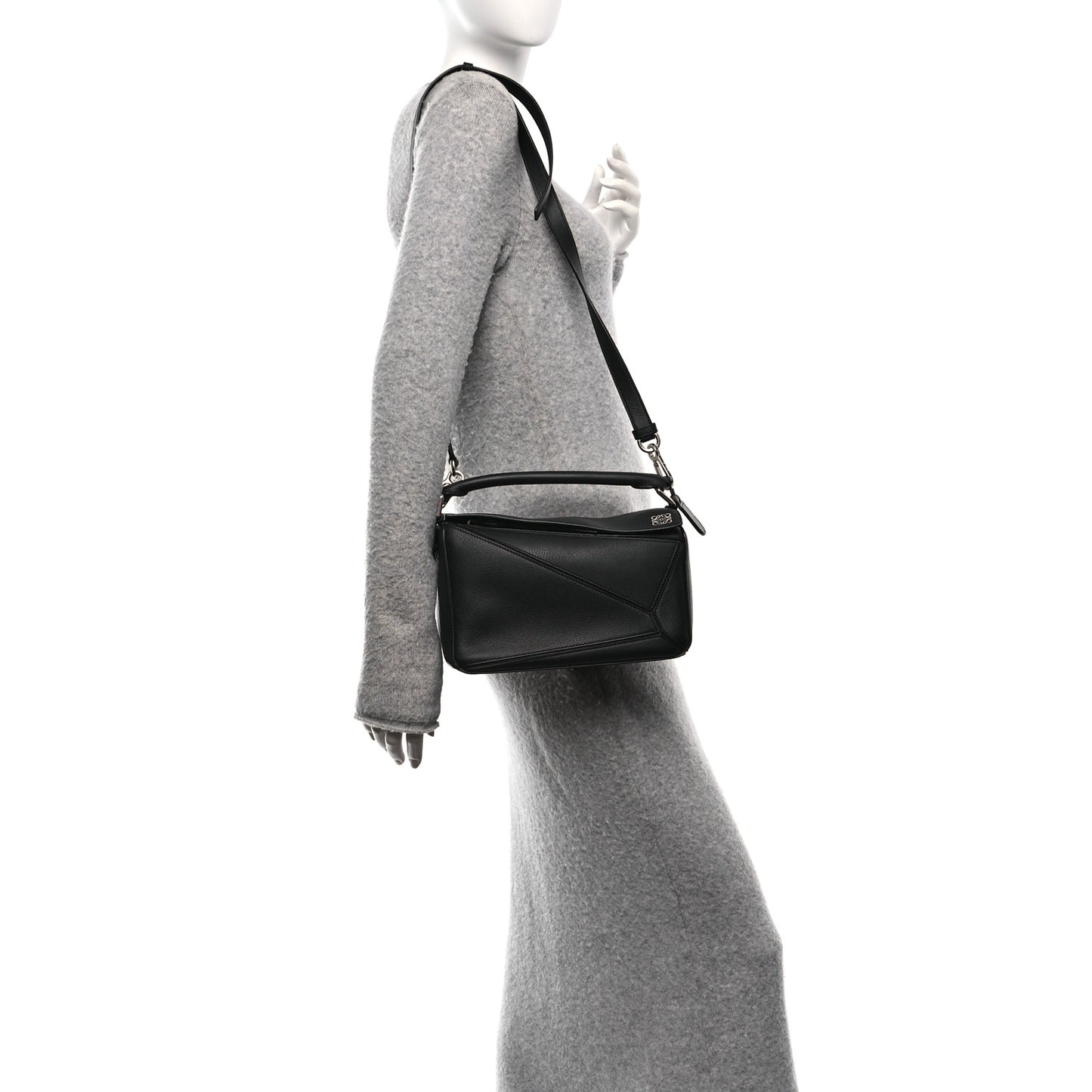Calfskin Small Puzzle Bag Black