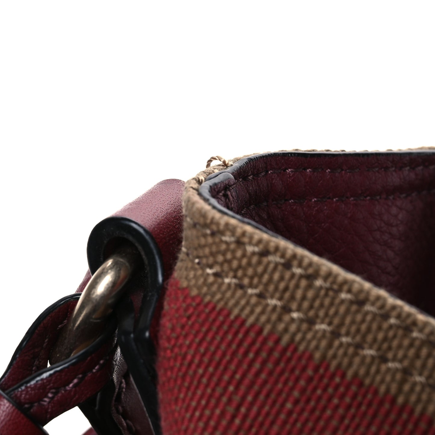 Canvas Mega Check Mini Ashby Tassel Crossbody Burgundy Red