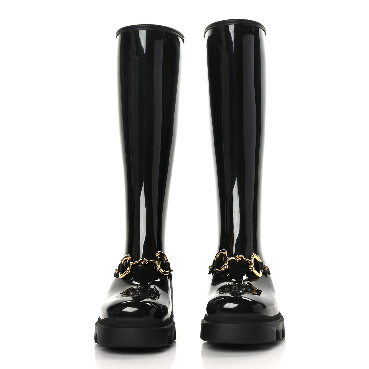 Rubber Horsebit Knee High Boots 40 Black