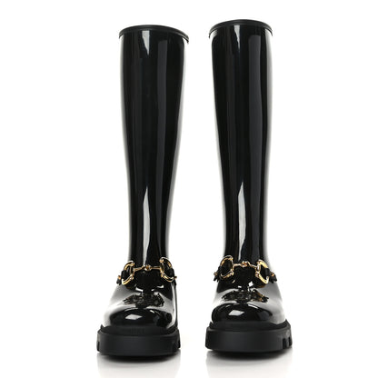 Gucci Rubber Horsebit Knee High Boots 40 Black 2 of 6