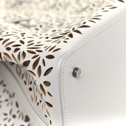 Alaia Calfskin Laser Cut Mina 32 Bag White 14 of 17