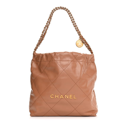 Chanel Shiny Calfskin Quilted Small Chanel 22 Camel 3 of 11
