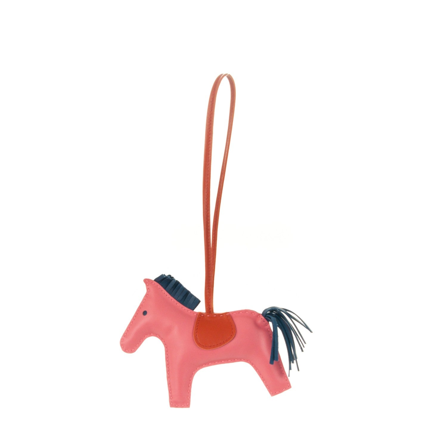 Hermes Milo Lambskin Grigri Rodeo Horse Bag Charm MM Rose Azalee Cornaline Bleu De Malte 1 of 3