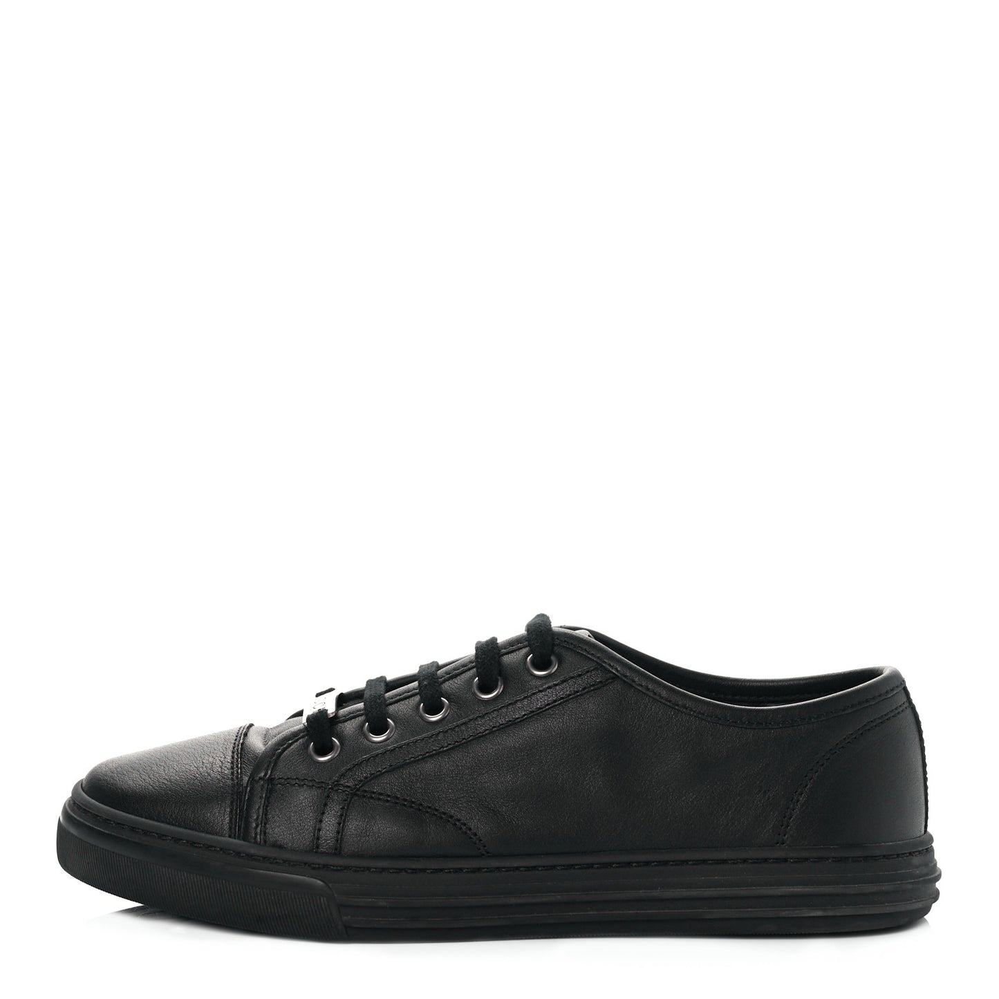 Calfskin Miro Soft Womens Lace Up Sneakers 37 Black