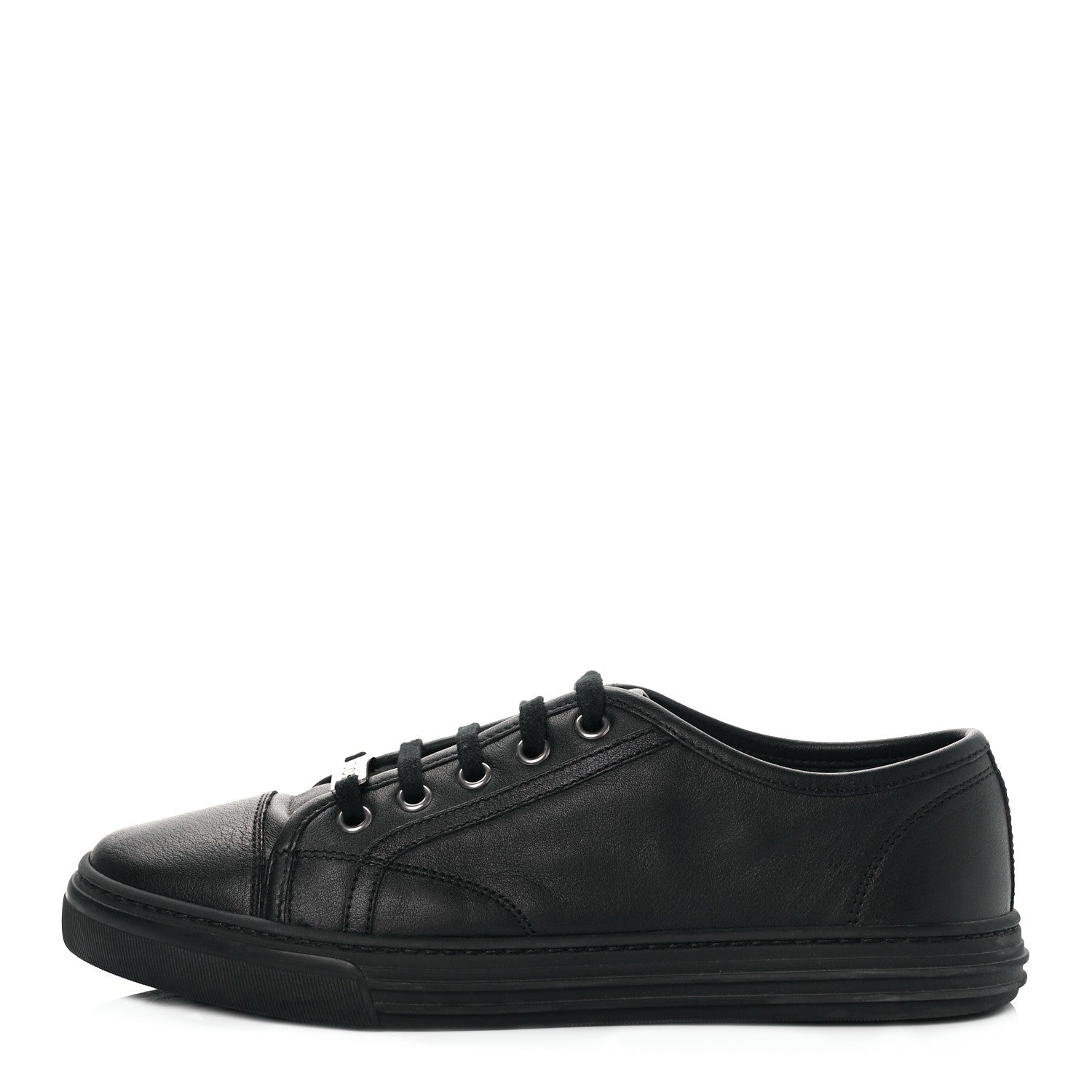Gucci Calfskin Miro Soft Womens Lace Up Sneakers 37 Black 1 of 7