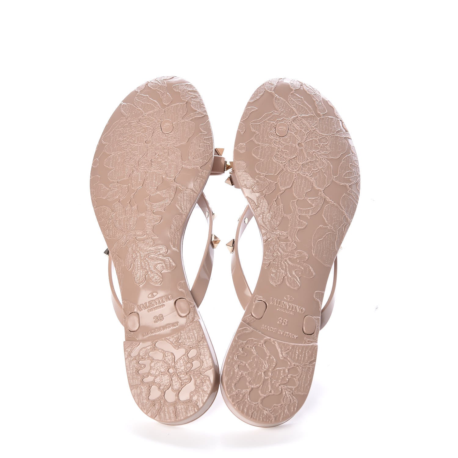 Valentino Garavani PVC Jelly Rockstud Bow Thong Sandals 38 Poudre 4 of 7