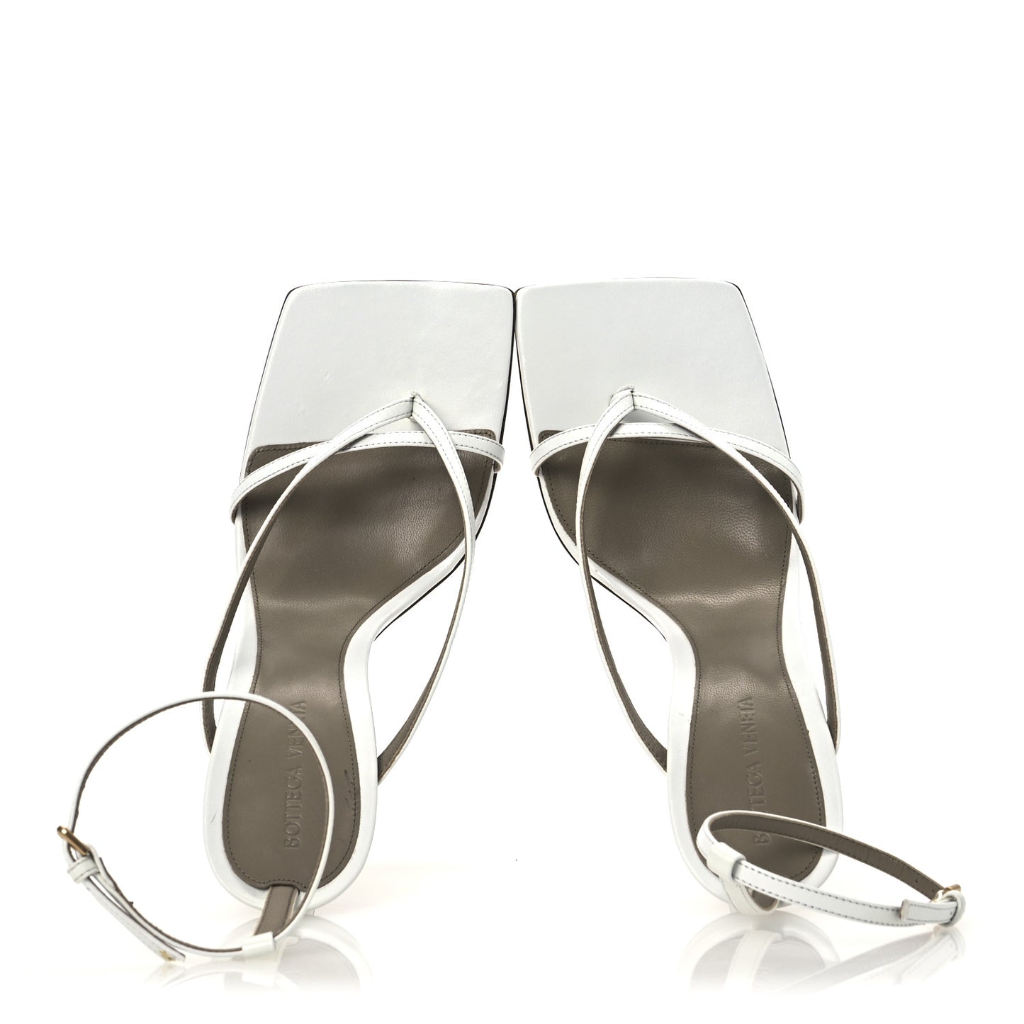 Lambskin Stretch Multi Strap 90mm Sandals 39.5 Optic White
