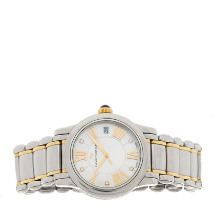 David Yurman Stainless Steel 18K Yellow Gold Diamond Mother of Pearl 34mm Classic Quartz Watch 2 of 4