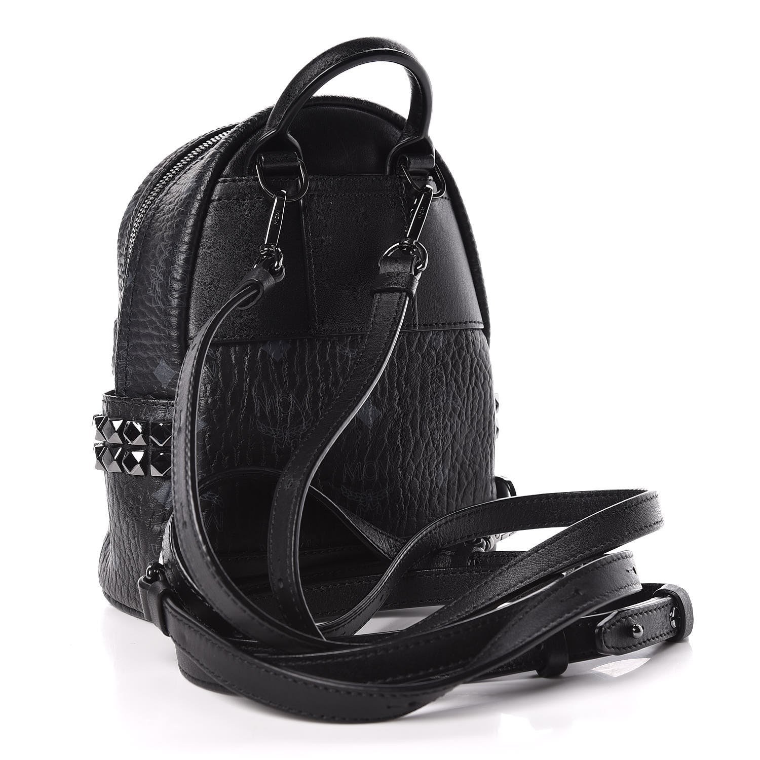 MCM Visetos Studded X-Mini Bebe Boo Backpack Black 3 of 9