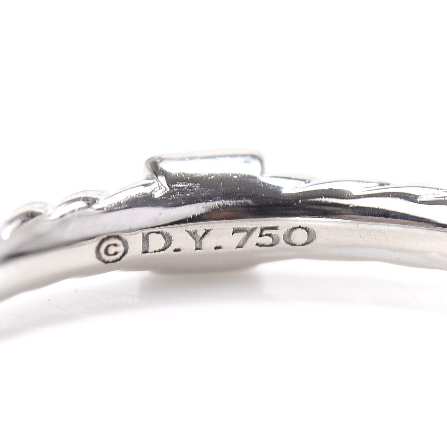 David Yurman 18K White Gold Diamond 2mm Cable Collectibles Stack Band Ring 56 7.5 4 of 4