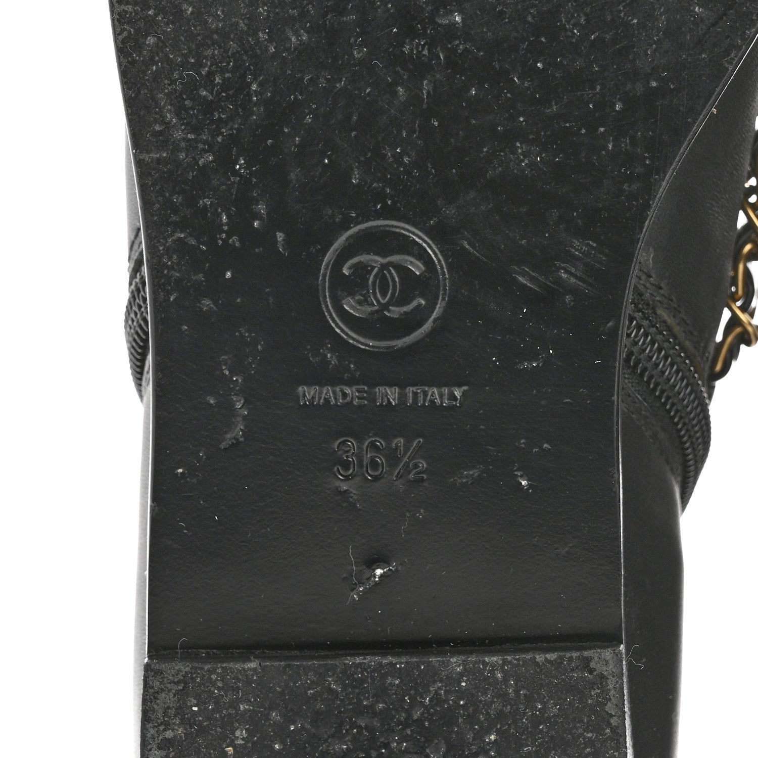 Chanel Calfskin Chain Lace Up Boots 36.5 Black 8 of 10