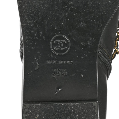 Chanel Calfskin Chain Lace Up Boots 36.5 Black 8 of 10