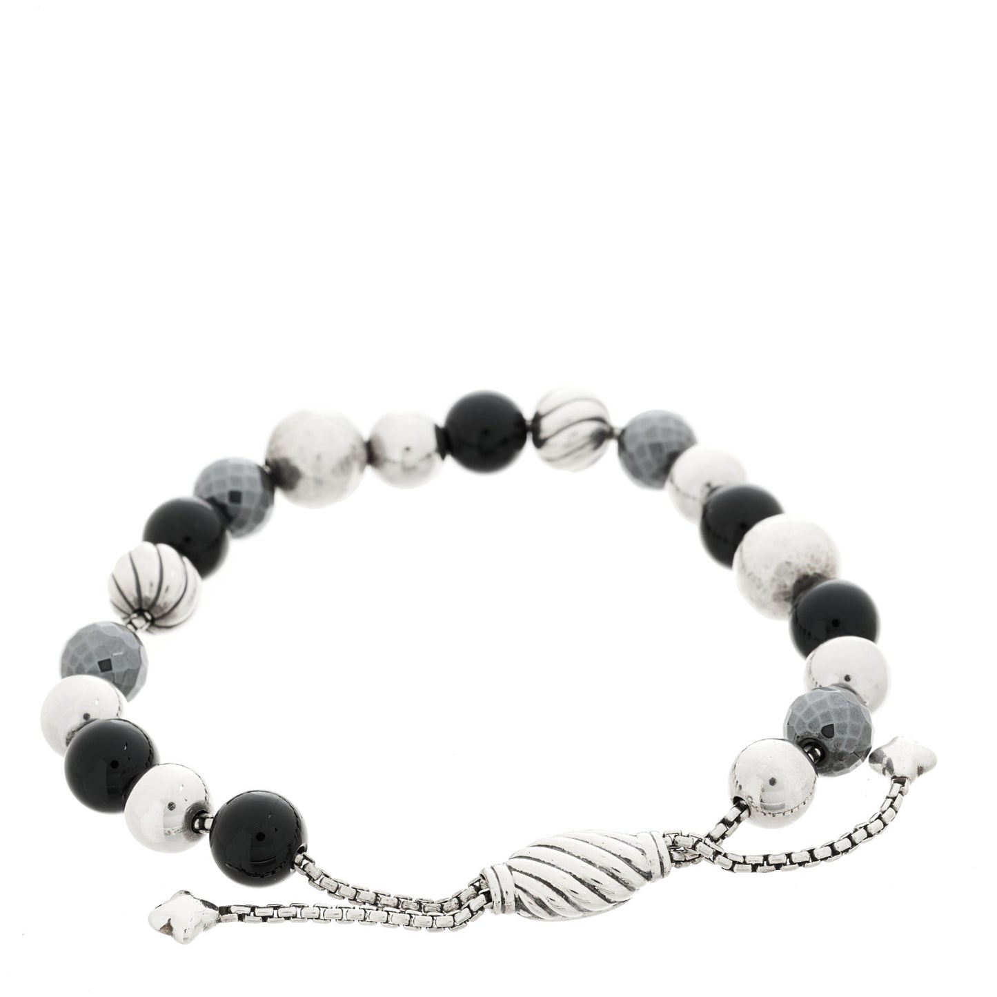 Sterling Silver Black Onyx Hematite 8mm Elements Bead Bracelet
