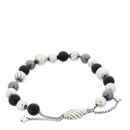David Yurman Sterling Silver Black Onyx Hematite 8mm Elements Bead Bracelet 2 of 3