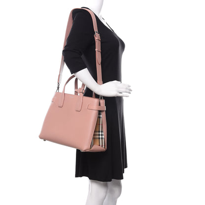Burberry Grainy Calfskin House Check Medium Banner Tote Ash Rose 2 of 10
