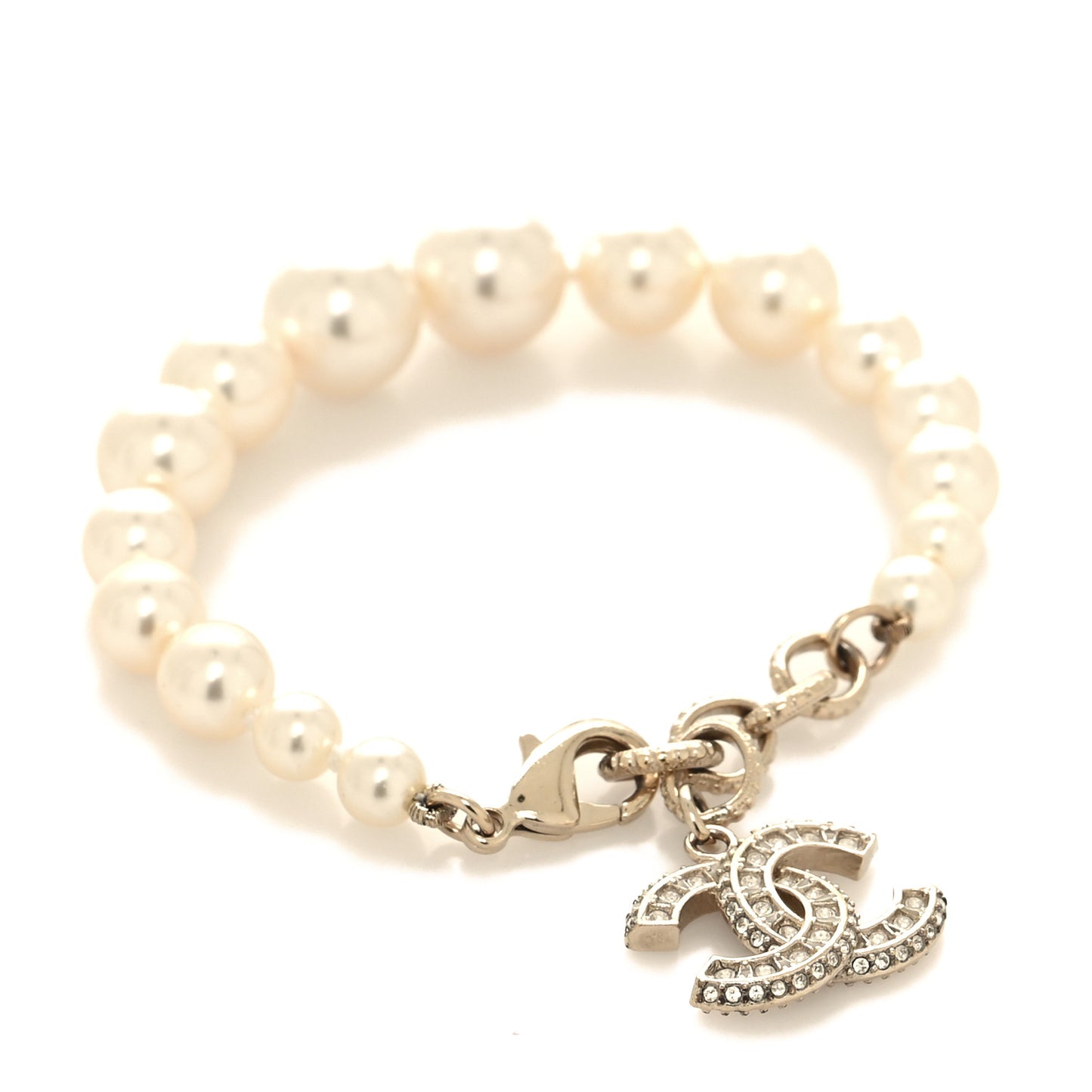 Pearl Crystal CC Bracelet Gold