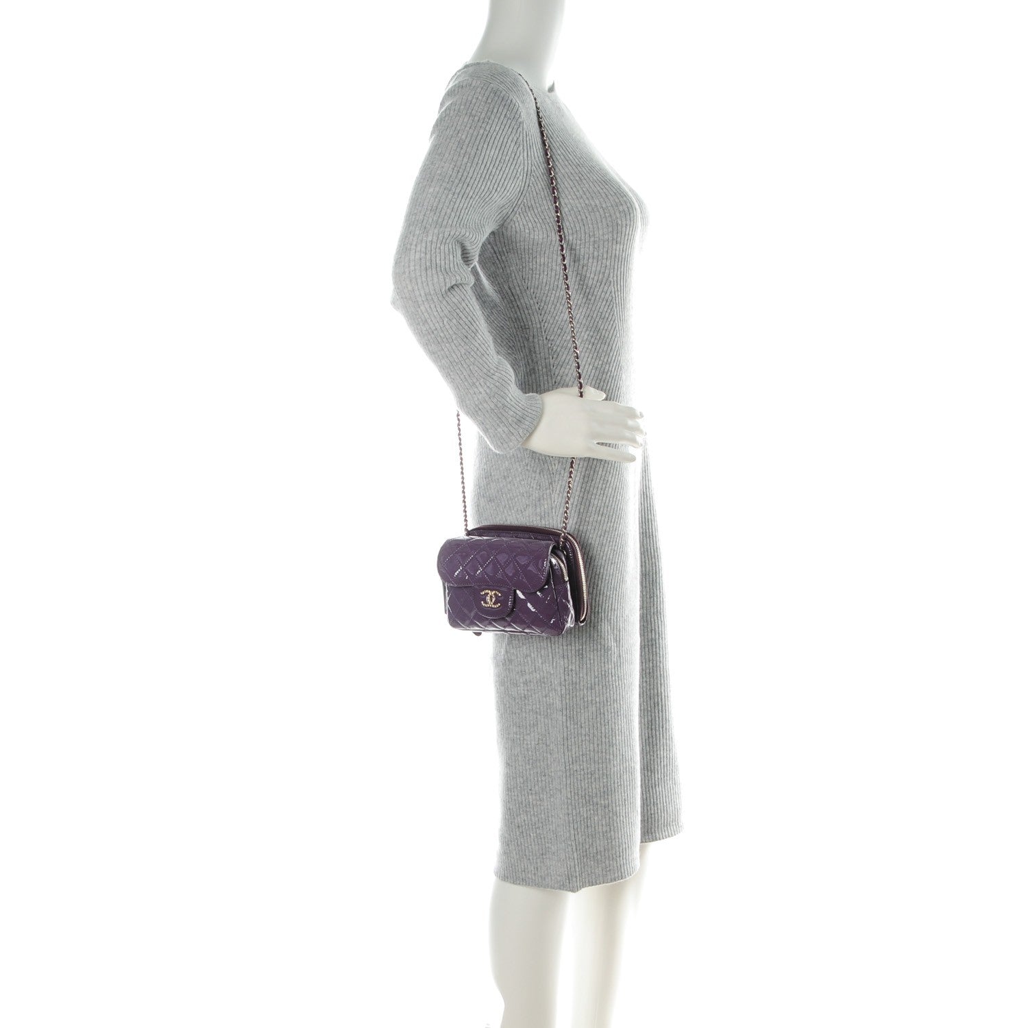 Chanel Patent Brilliant Mini Flap WOC Bag Violet 2 of 8