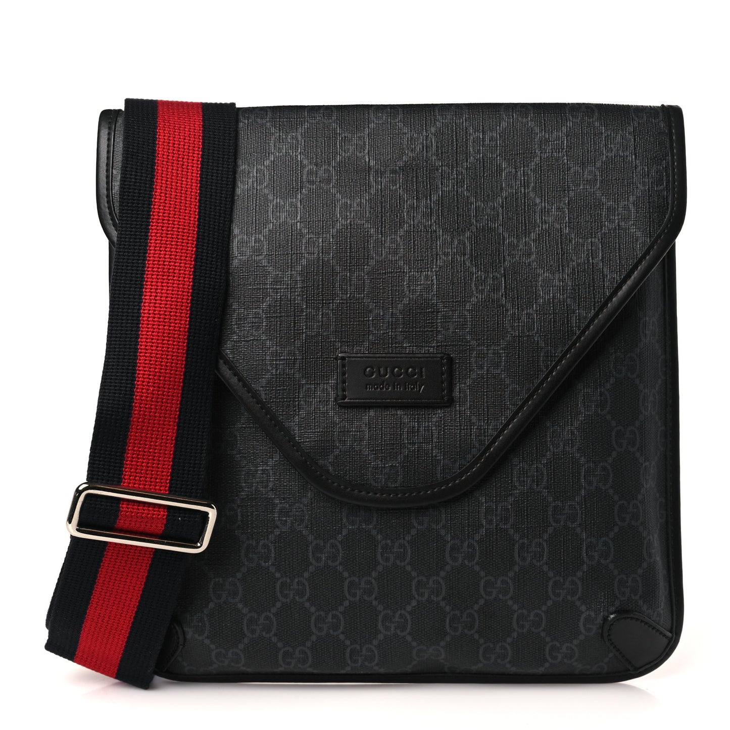 GG Supreme Monogram Web Medium Messenger Bag Black Grey