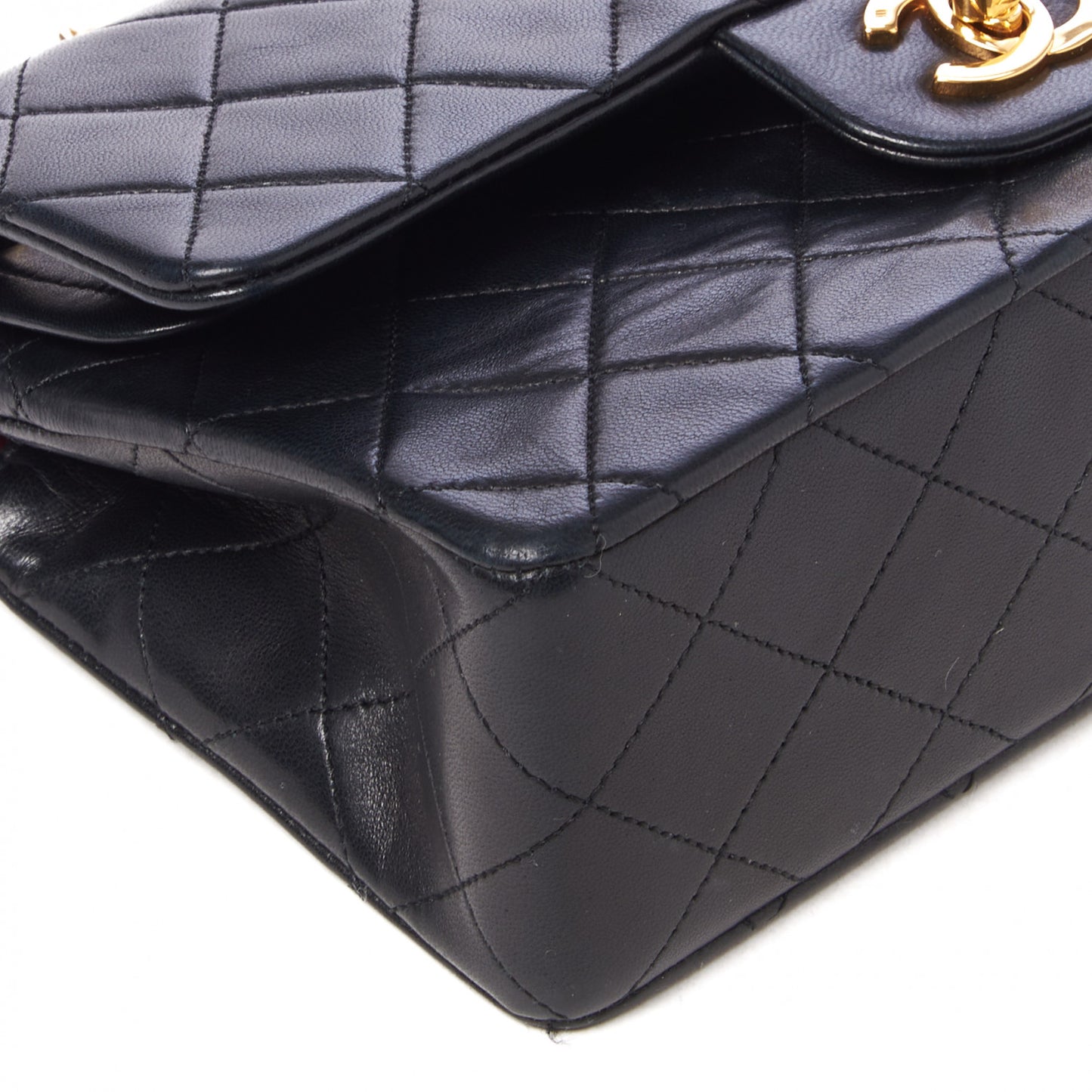 Lambskin Quilted Small Double Flap Black