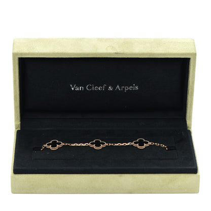 Van Cleef & Arpels 18K Yellow Gold Black Onyx 5 Motifs Vintage Alhambra Bracelet 7 of 7
