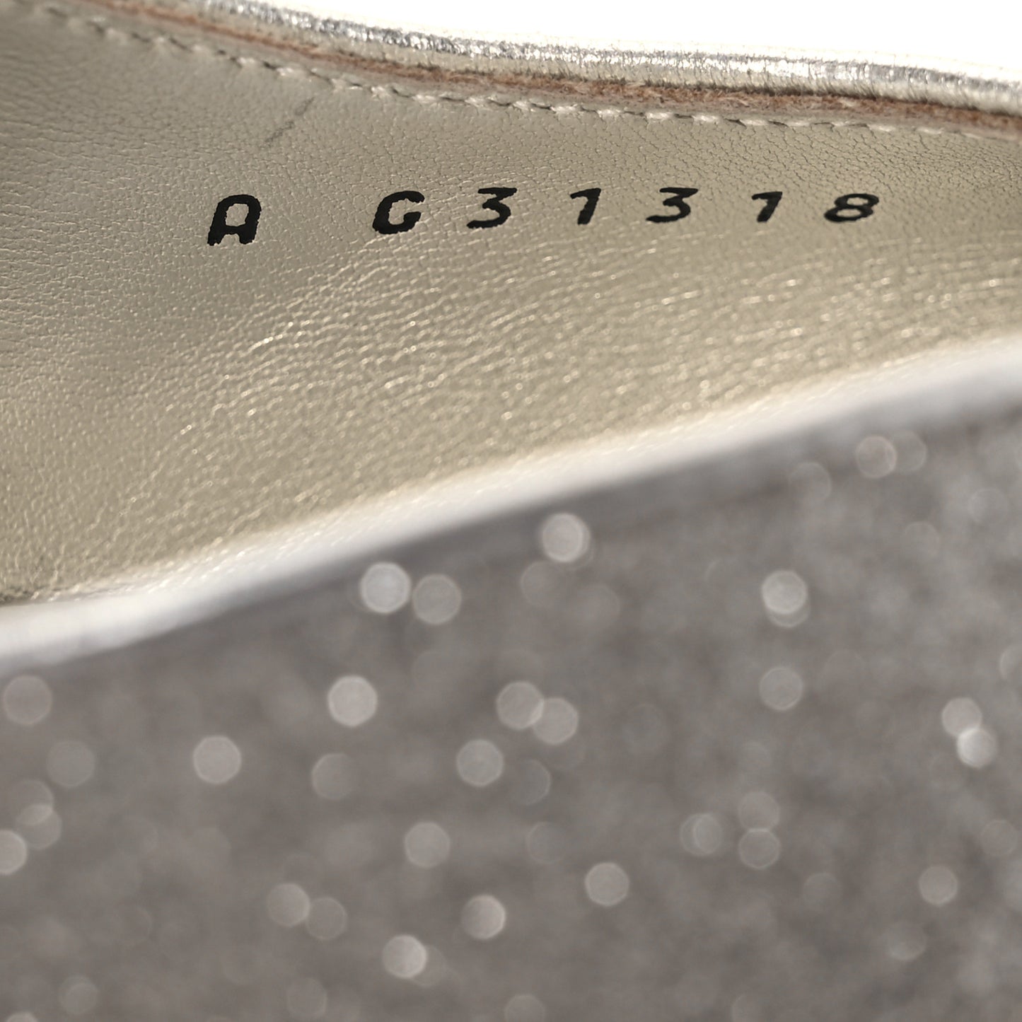 Glitter Grosgrain Cap Toe CC Slingback Pumps 37 Silver Black