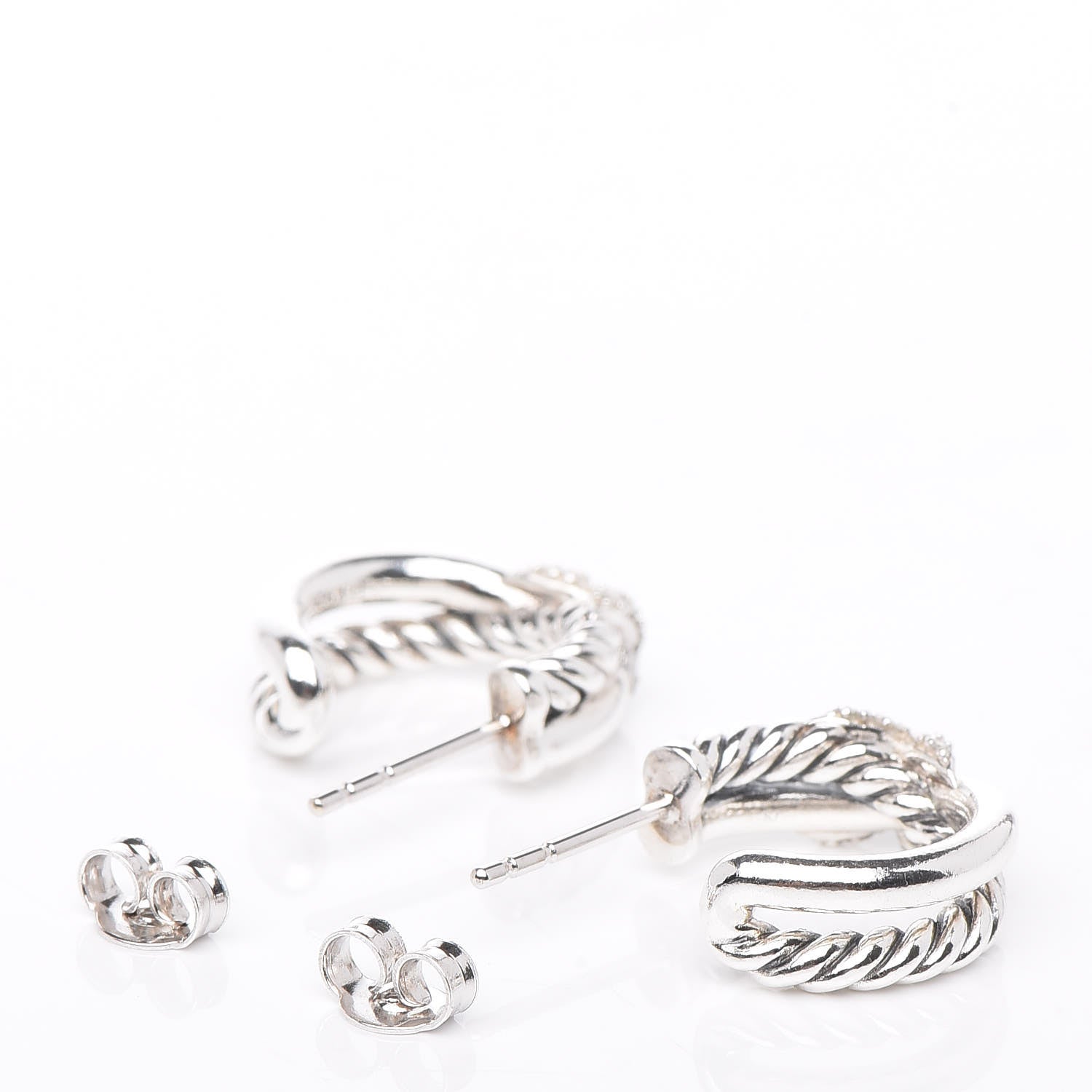 David Yurman Sterling Silver Diamond Petite Crossover X Earrings 3 of 4