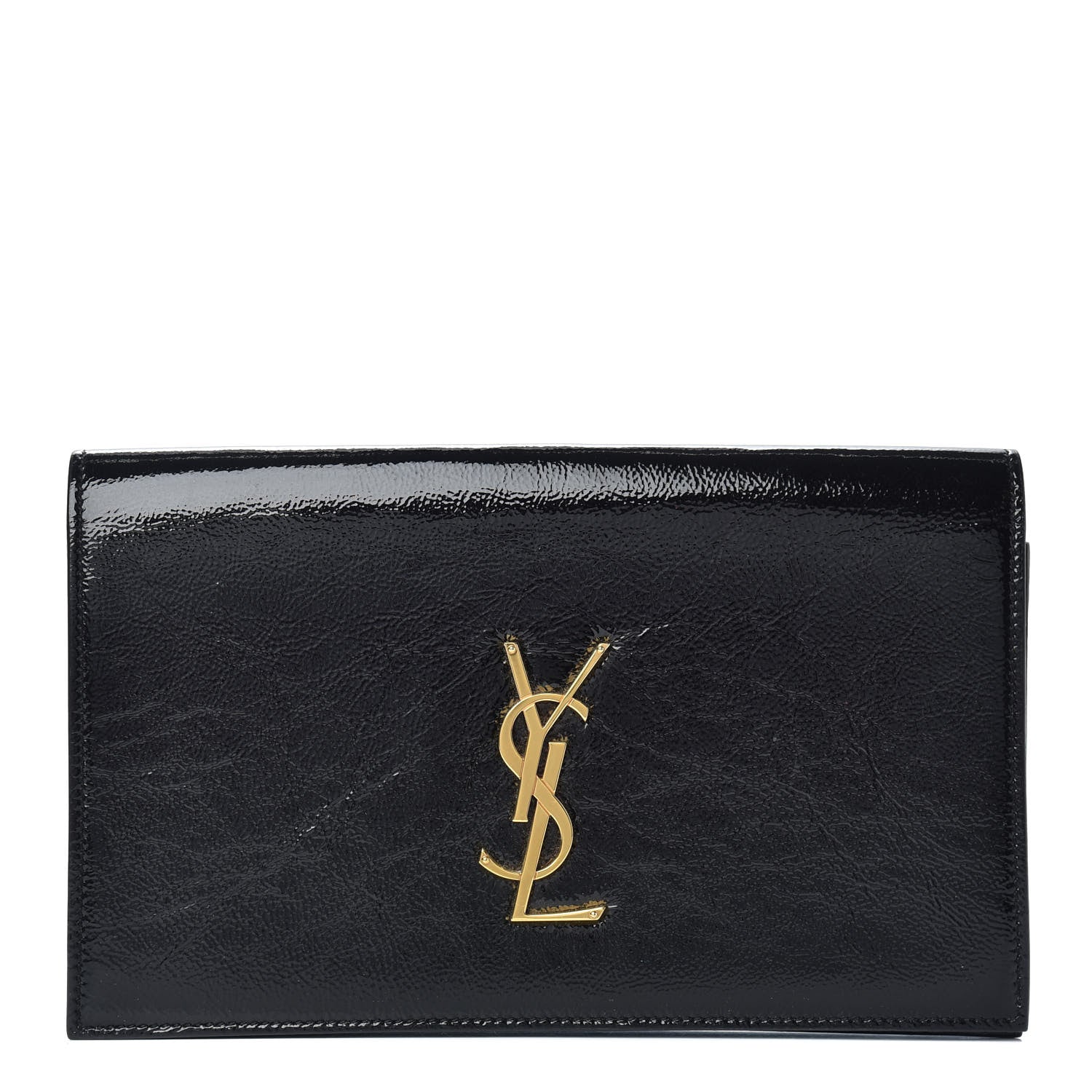 Saint Laurent Textured Patent Classic Kate Monogram Clutch Black 1 of 6