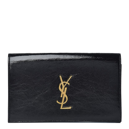 Saint Laurent Textured Patent Classic Kate Monogram Clutch Black 1 of 6