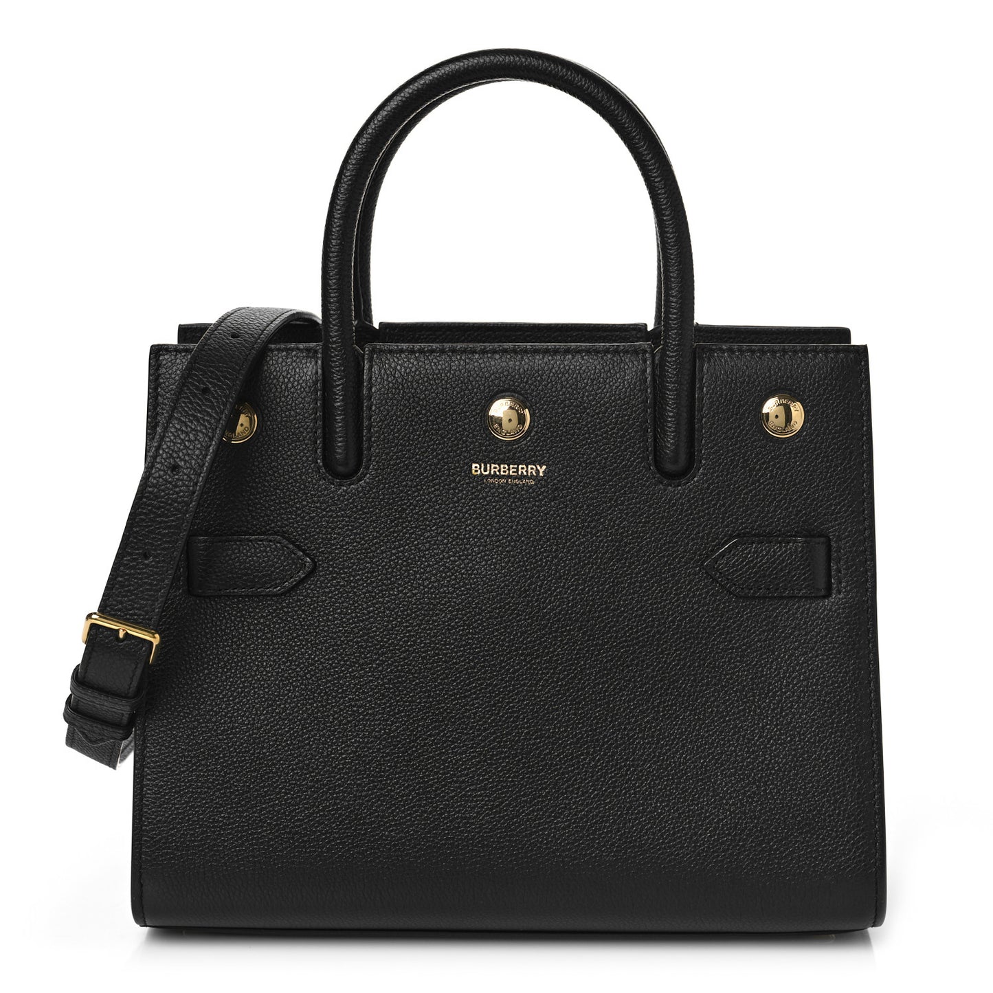 Grainy Calfskin Mini Two Handle Title Bag Black