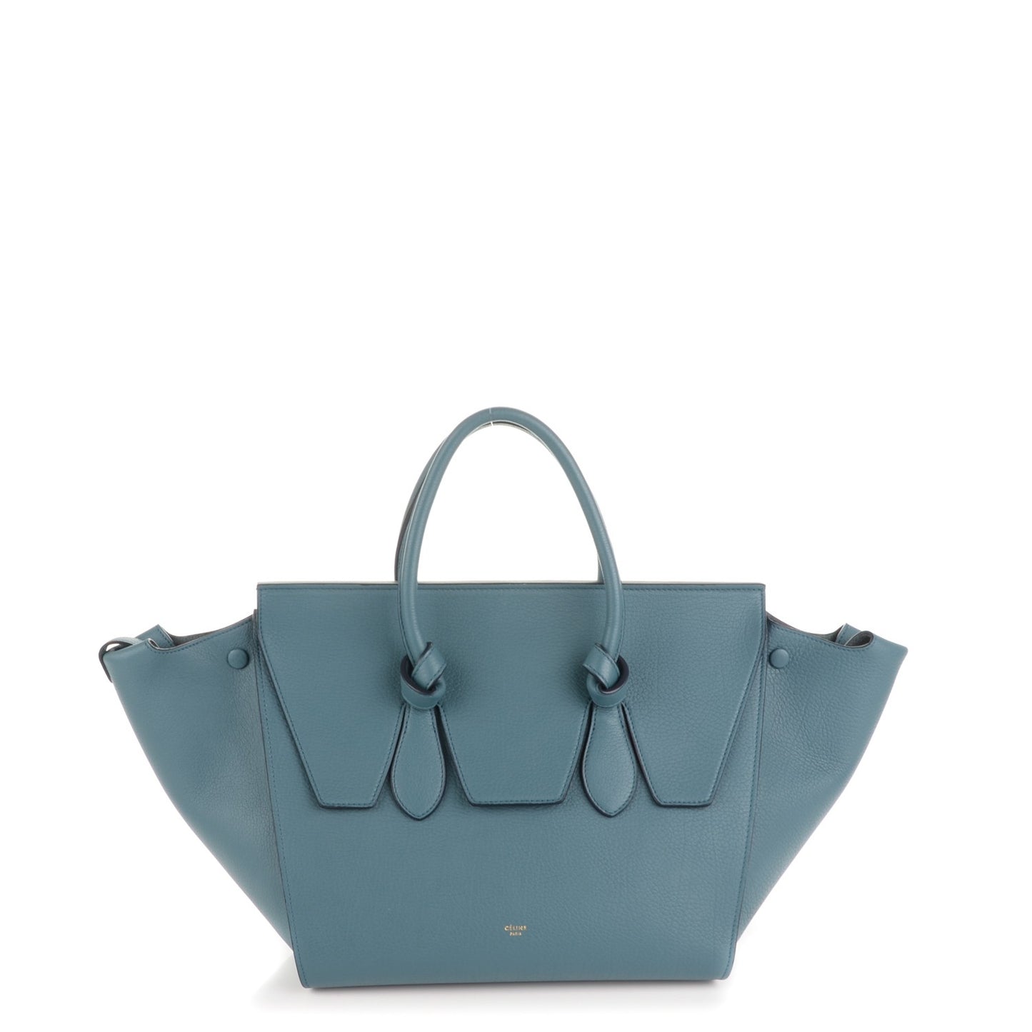Grained Calfskin Small Tie Knot Tote Denim