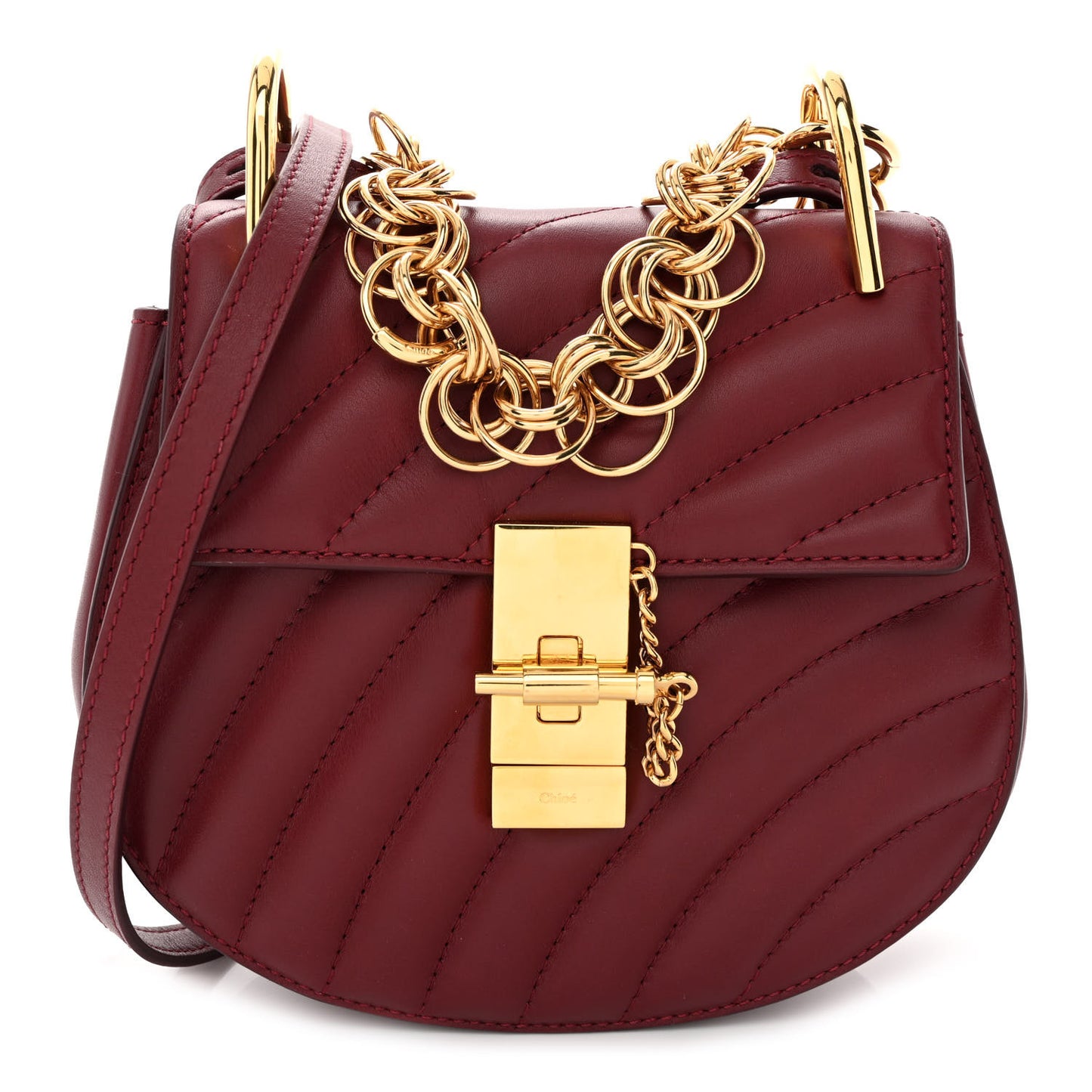 Calfskin Quilted Mini Drew Bijou Shoulder Bag Dahlia Red