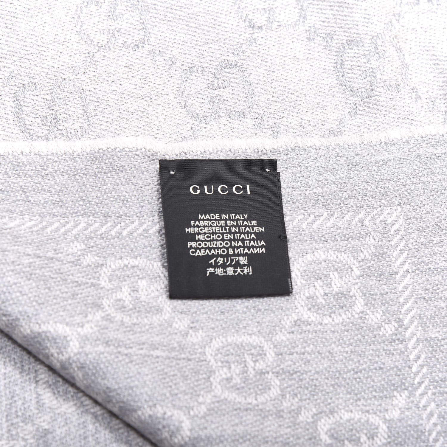 Gucci Wool Monogram Fringe Scarf Gray 3 of 4