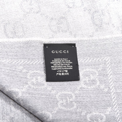 Gucci Wool Monogram Fringe Scarf Gray 3 of 4